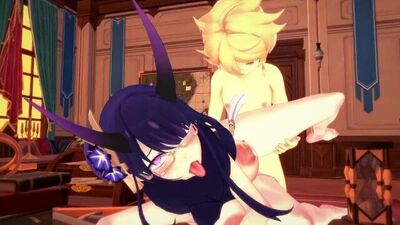 Raiden Shogun x Traveller (Aether) Genshin Impact Hentai