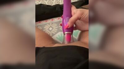 Tongue toy on my clit