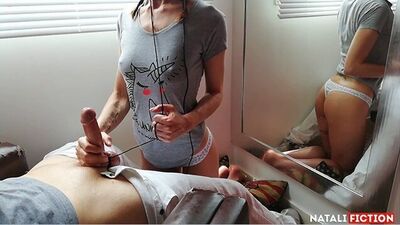 The best and longer handjob, two cumshots and ball busting - Natali Fiction