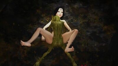Sex in the mystical cave! Green monster Boggles fucks hard a young queen