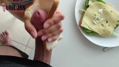 CUM ON MY CHEESE SANDWICH - ; my meal need protein - ; MAYO is FINISH STEP SISTER MILKS ME - ; FOOD PLAY