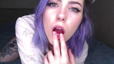 Girl talks to you sweetly while masturbating your cock POV
