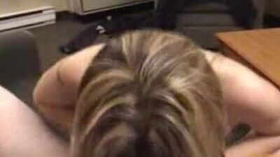 Blonde girl gives a blowjob