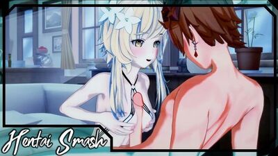 Lumine gets her pussy fucked hard by Tartaglia - Genshin Impact Hentai.