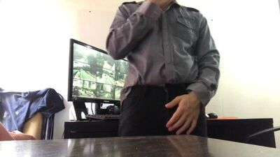 Security guard masturbates at work! Morbid and cum