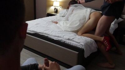 She Married Cuckold.Threesome Wedding Night