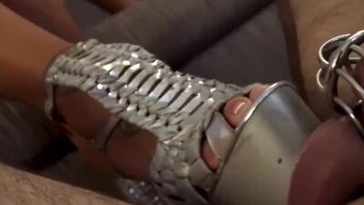 Queen Kasey trains a loser with chastity and ball busting examples