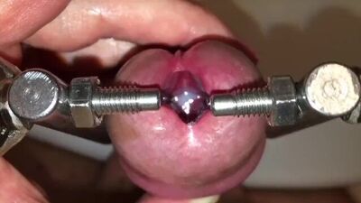 Urethral stretching with super device! My urethra is filled with sperm.