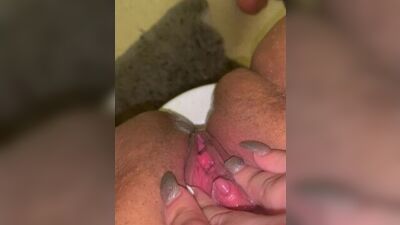 Horny Latina fucks tight wet fat pussy and squirts all over the floor