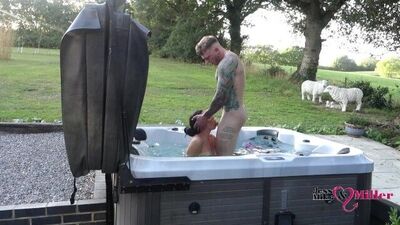 passionate outdoor sex in hot tub on naughty weekend away