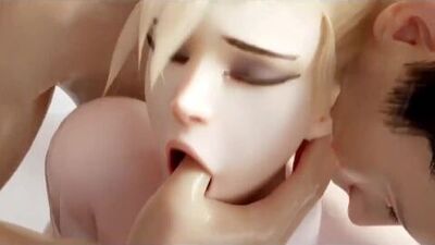 Overwatch Mercy gets banged in the shower and rides dick cowgirl.mp4