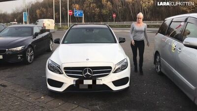 Public BANG BOX at the Motorway - ; Glory Hole Fuck with Creampie