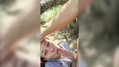 girl gives head in the middle of a hike
