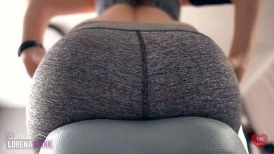 Sexercise, Orgasm on Exercise Bike in Yoga Pants - Ass View + Heart Rate