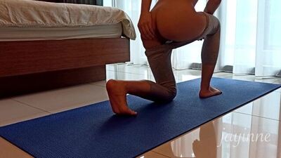 Tiny Asian Having Sexy Yoga Session At Home