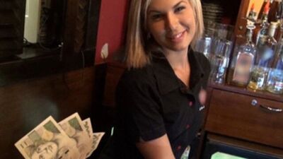 Gorgeous blonde bartender is talked into having sex at work