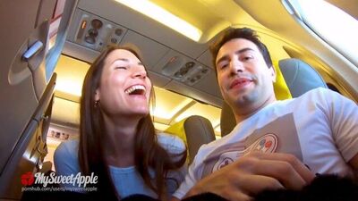 Risky Blowjob in a Plane to Berlin - Mile High Club - Amateur MySweetApple