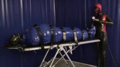 Latex Girl Heavy Rubber In Inflatable Bondage Bag And Breath Control