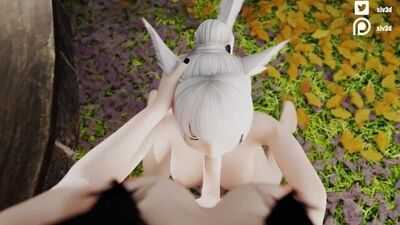 FFXIV Miqo'te Catgirl Futa POV Blowjob with Cumshot Finish with SOUND