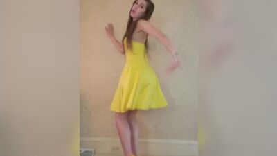 Dance & Strip from yellow dress and heels to Bad Idea by Ariana Grande