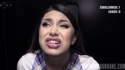 Premium Bukkake - Roxy Lips swallows 51 huge gloryhole cum loads