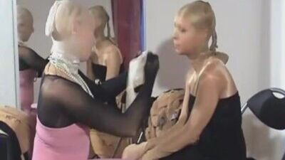 Nylon Encasement Fetish - Seamless Encased Lesbian Pantyhose Dressing Up